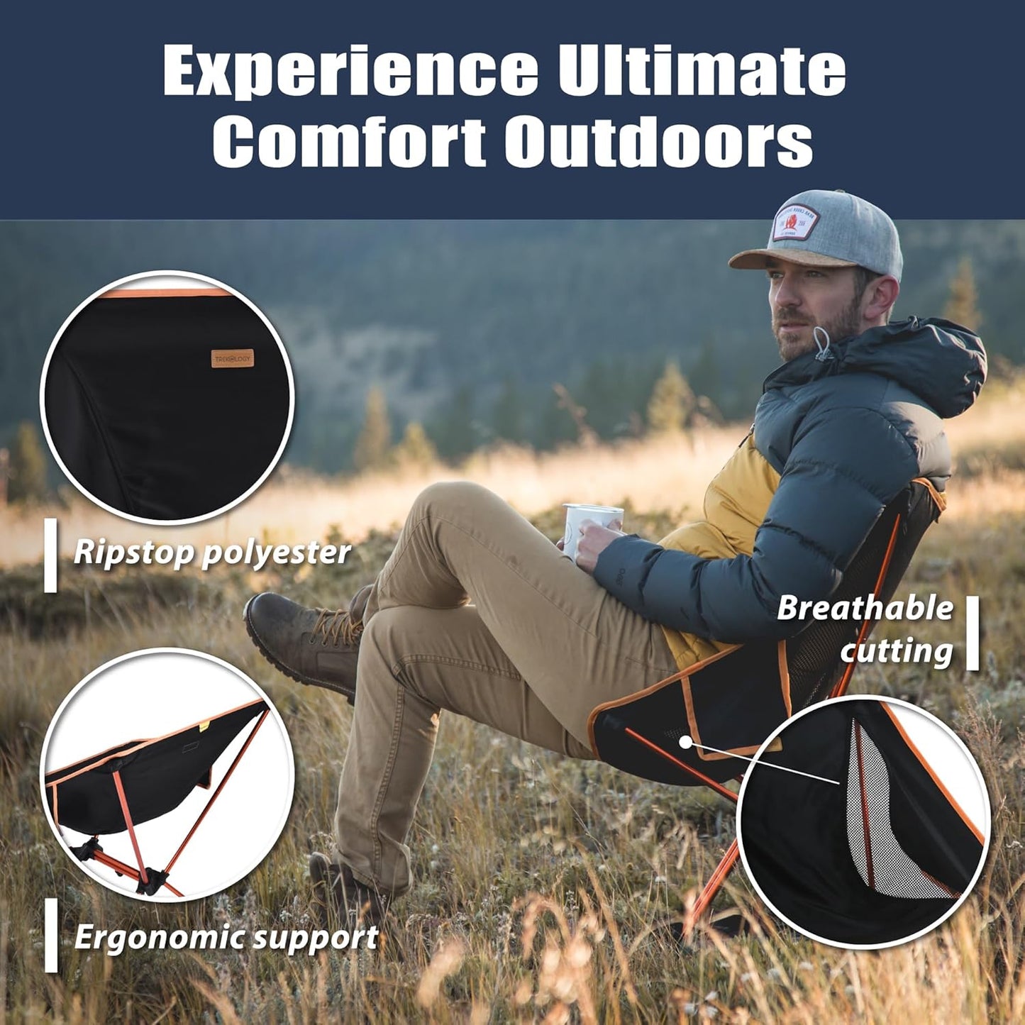 Camping Chair, YIZI GO Portable Camping Chair Lightweight, Hiking Chair, Camp Chair Outdoor Chair Beach Chair Folding Chair Camping Chairs for Adults Kids Picnic Chair Backpacking Compact