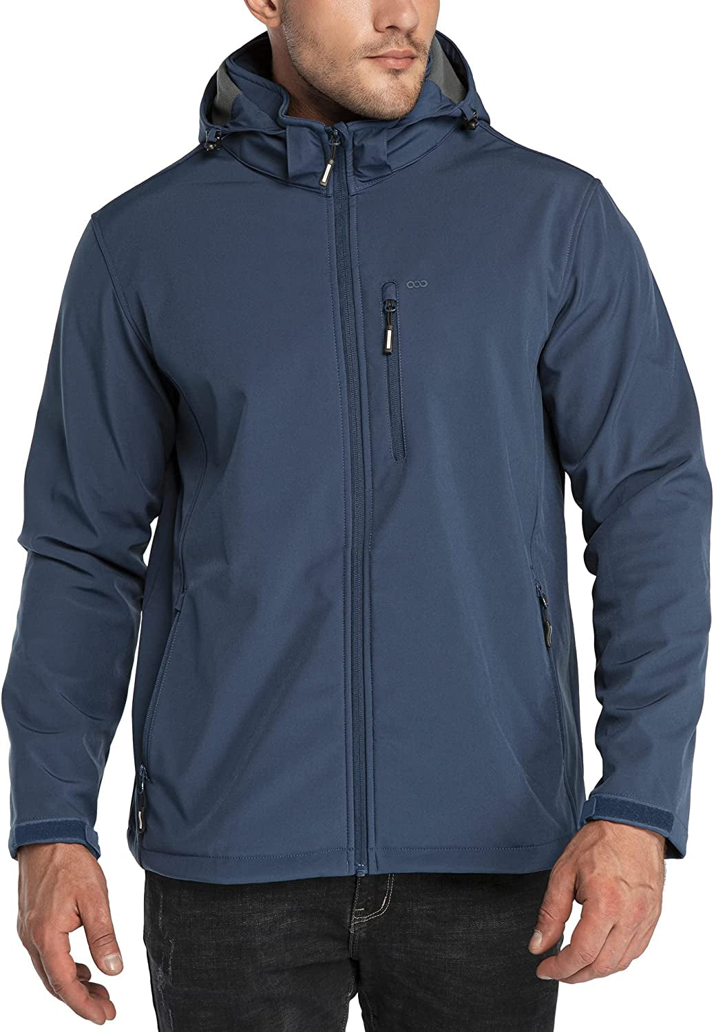 Men'S Waterproof Jackets Fleece Lining Softshell Jacket - Multi Pockets Outdoor Windproof Coat with Detachable Hood for Spring Fall Winter