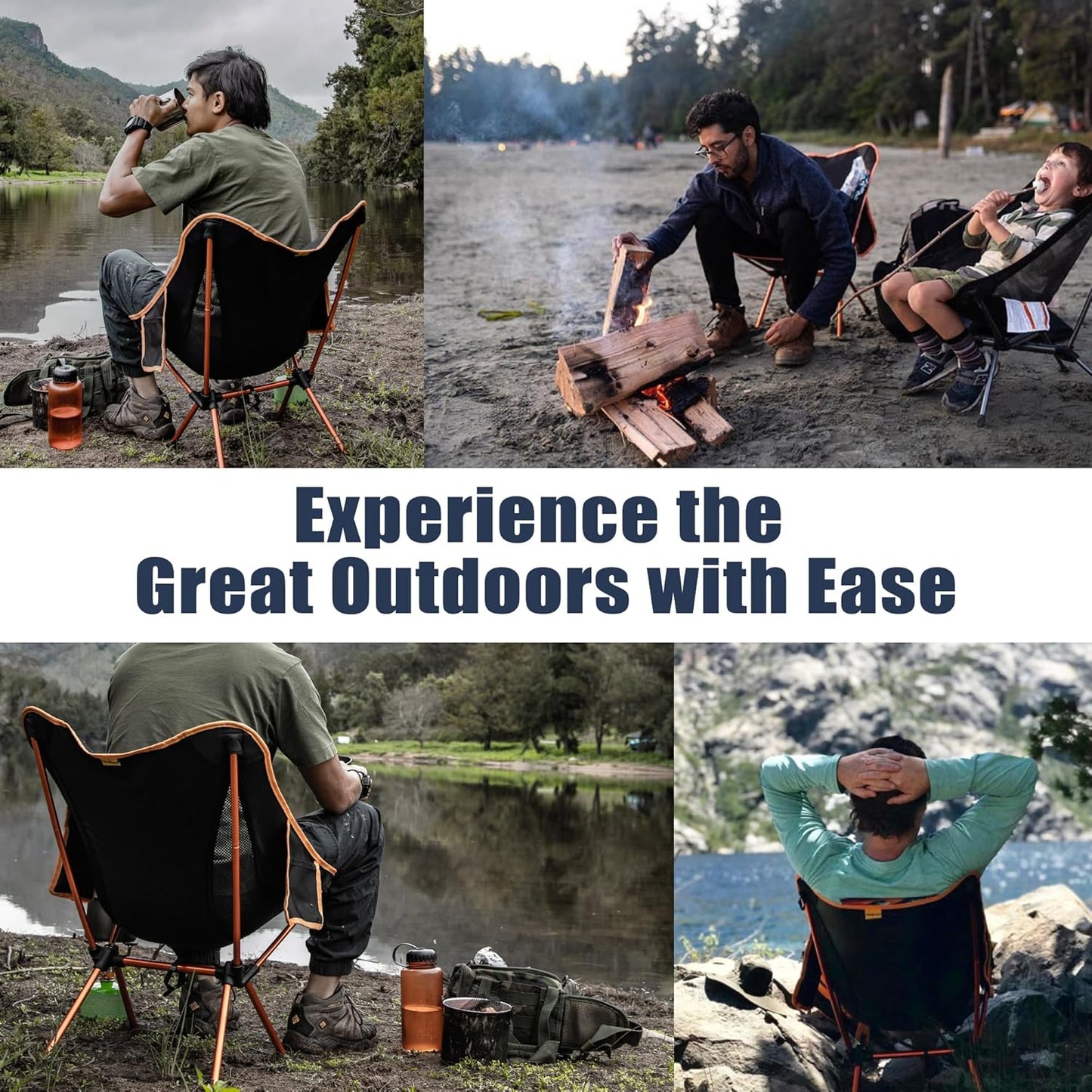 Camping Chair, YIZI GO Portable Camping Chair Lightweight, Hiking Chair, Camp Chair Outdoor Chair Beach Chair Folding Chair Camping Chairs for Adults Kids Picnic Chair Backpacking Compact