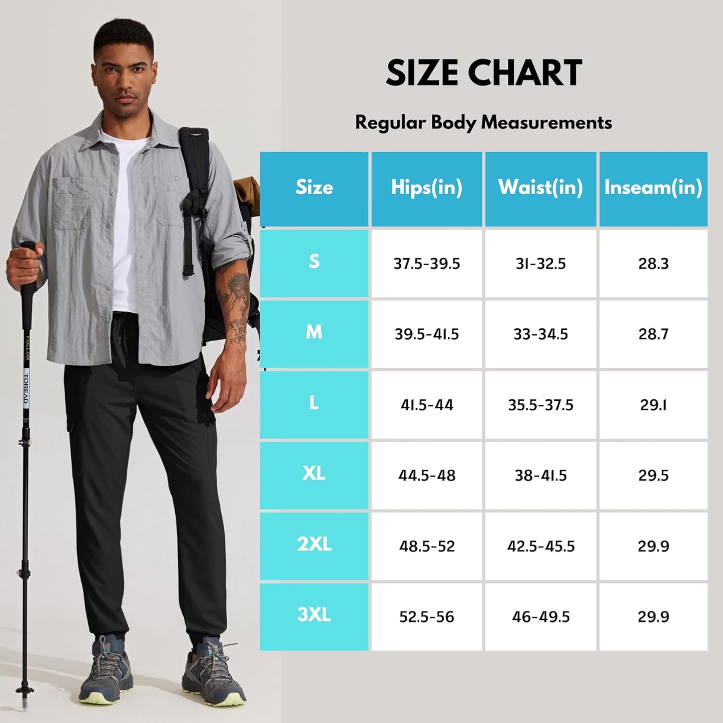 Men'S Hiking Cargo Travel Pants Lightweight Quick Dry Running Joggers Athletic Outdoor Pants with Zipper Pockets