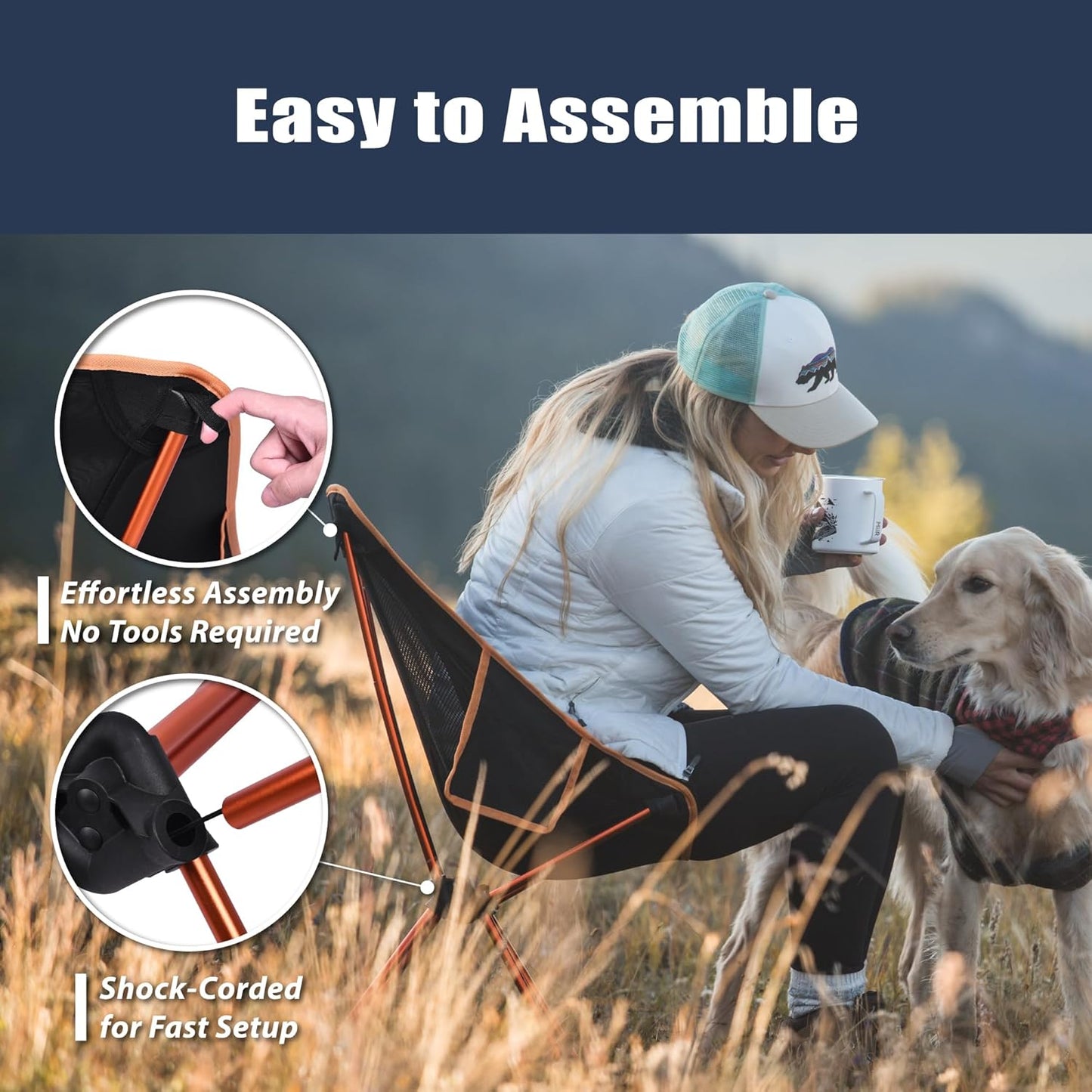 Camping Chair, YIZI GO Portable Camping Chair Lightweight, Hiking Chair, Camp Chair Outdoor Chair Beach Chair Folding Chair Camping Chairs for Adults Kids Picnic Chair Backpacking Compact