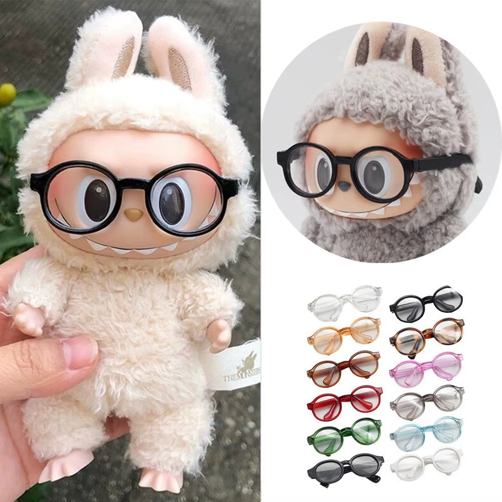 17Cm Labubu Glasses 6.5Cm Transparent Plastic Glasses for 1/8 1/6 1/3 1/4 BJD for Labubu MSD SD Plush for EXO Doll Sunglasses