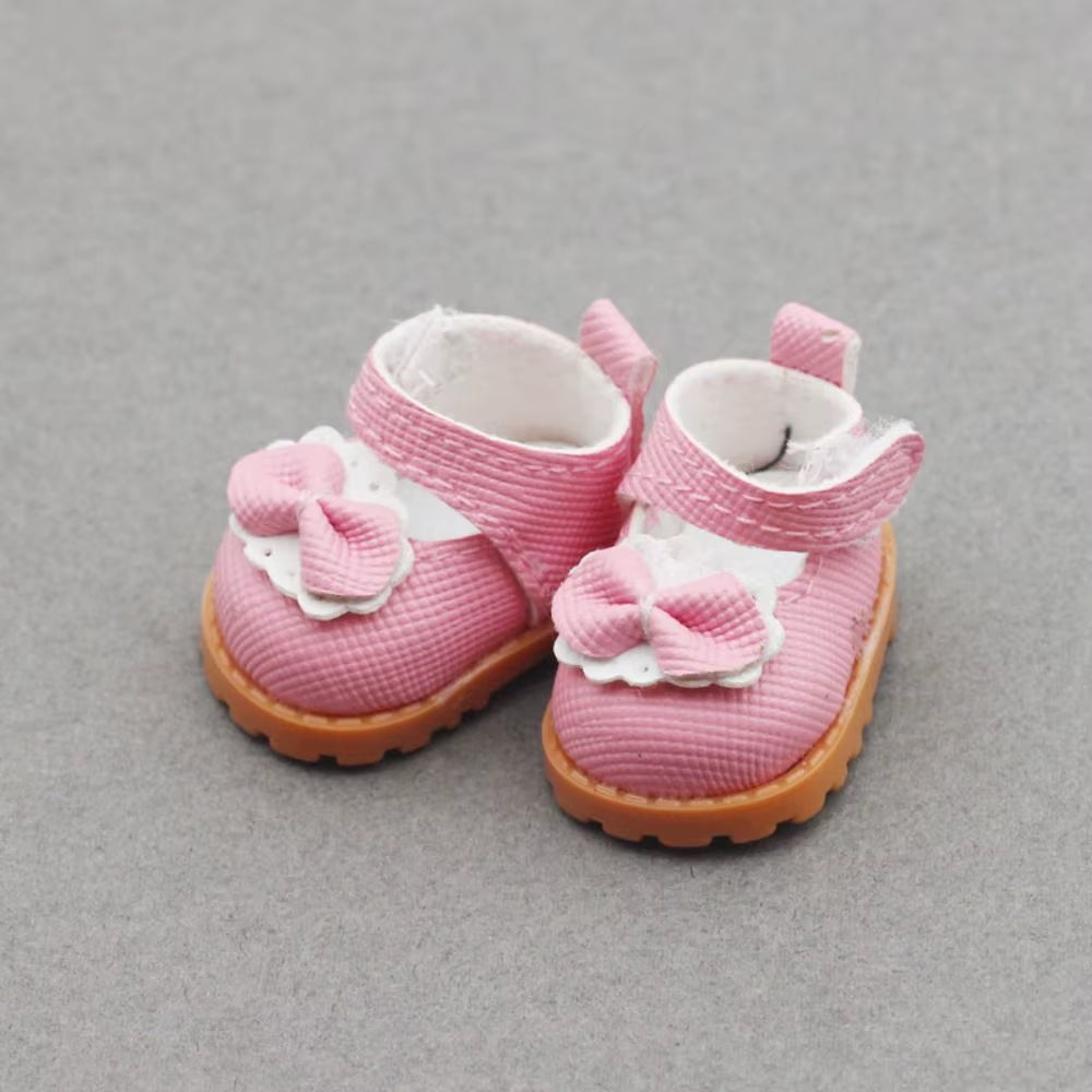 Cotton Doll Bow Shoes for 17Cm Labubu 10Cm EXO /Cotton Doll Finger Shoes Doll Leather Shoes