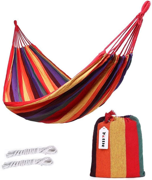 Hammock Outdoor Brazilian Hammock Soft Cotton Fabric Camping Hammock Double Wide 2 Person Travel V7010-1