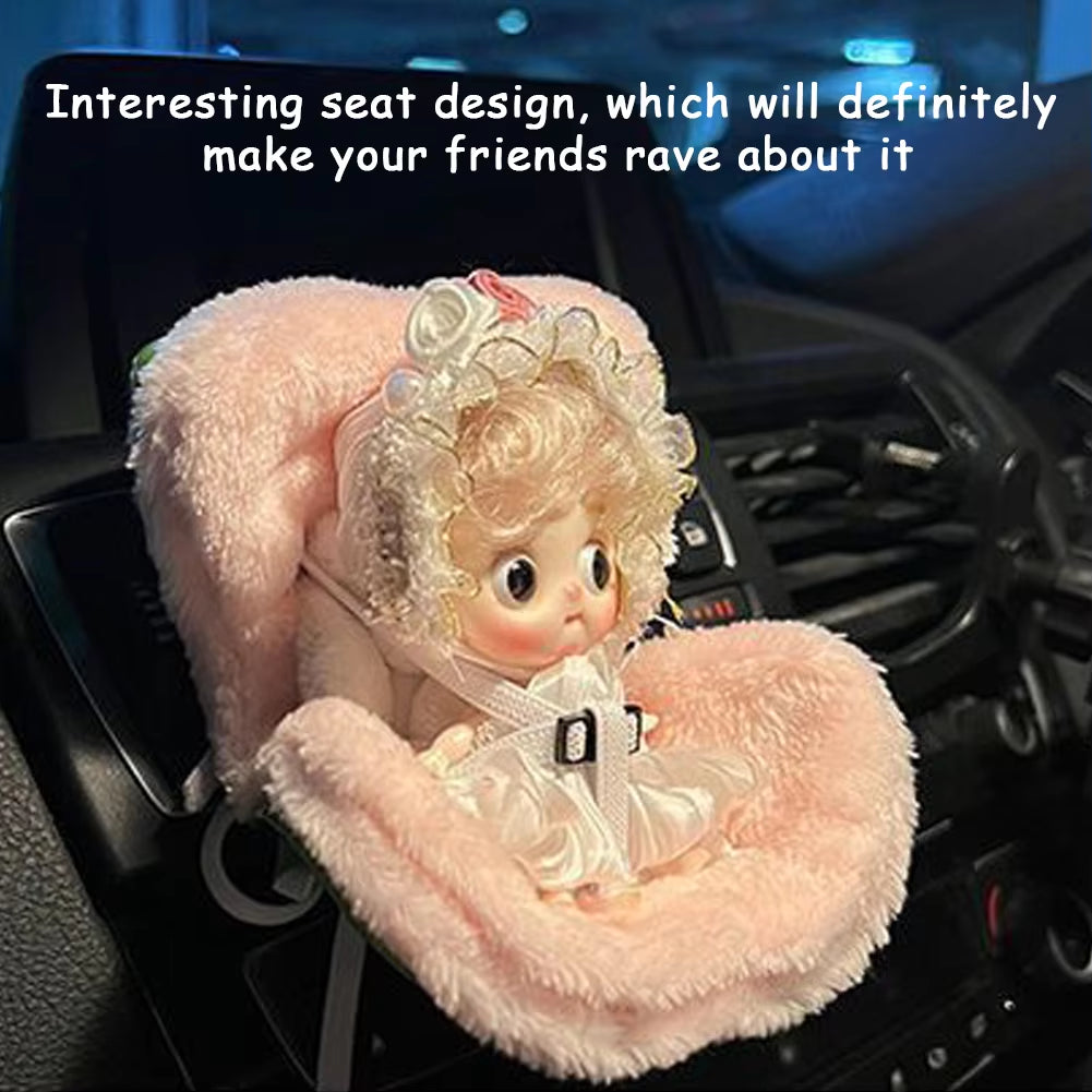 Car Doll Safety Seat for Labubu Mini Seat for Labubu Ob11 Doll Cartoon Chair Model for Labubu Car Interior Decor