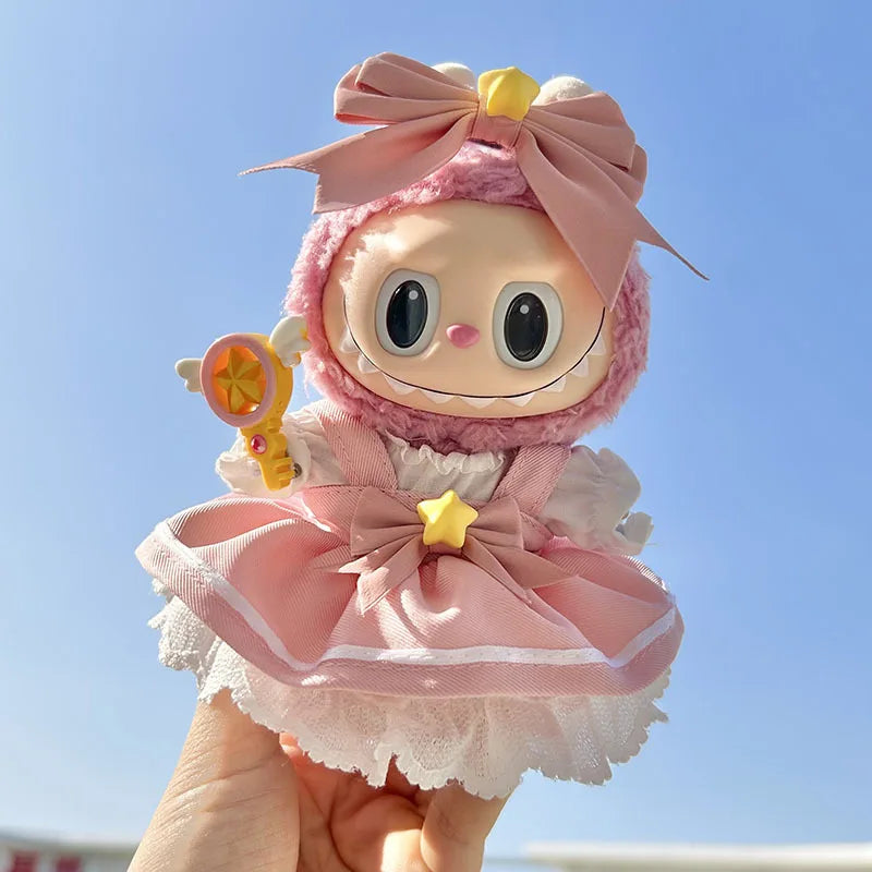 17Cm Cute Mini Labubu Clothes Plush Hoodie Idol Dolls Jumpsuit Clothing Fans Overalls No Doll Accessories for Korea Kpop Exo