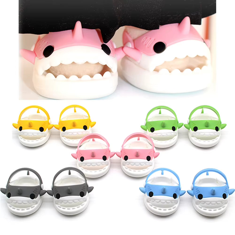 For 17Cm Mini Cute Labubu Macaron Vinyl Doll Cartoon Rubber Slippers Shark Lion Dance Style Labubu Accessories Ropa Labubu