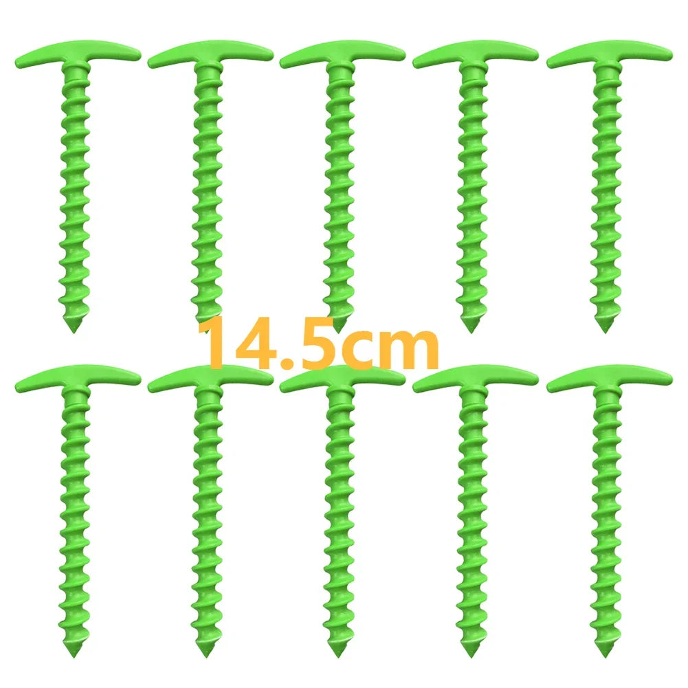 20/14.5Cm Screw-In Tent Stakes Ground Anchors M8 Carbon Steel Hexagonal Plastic Head Spiral Screws Camping Peg Ground Nails Tool