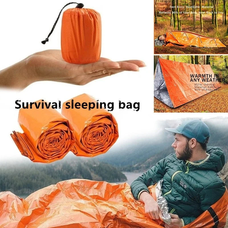 Outdoor Life Bivy Emergency Sleeping Bag Thermal Keep Warm Waterproof Mylar First Aid Emergency Blanke Camping Survival Gear