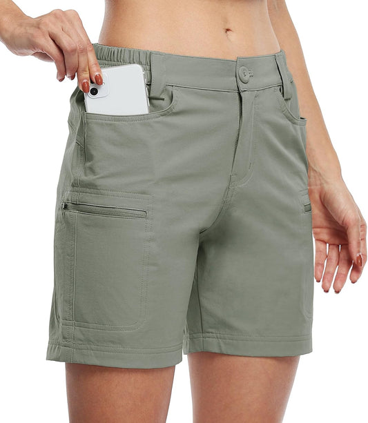 Women'S Hiking Cargo Shorts Stretch Golf Active Shorts Outdoor Summer Shorts with Pockets Water Resistant