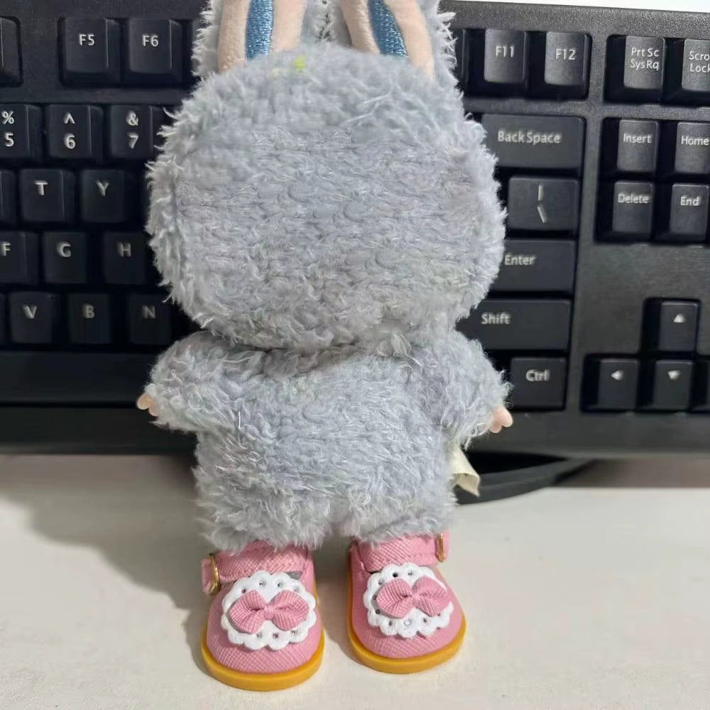 Cotton Doll Bow Shoes for 17Cm Labubu 10Cm EXO /Cotton Doll Finger Shoes Doll Leather Shoes