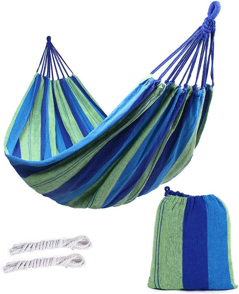 Hammock Outdoor Brazilian Hammock Soft Cotton Fabric Camping Hammock Double Wide 2 Person Travel V7010-1