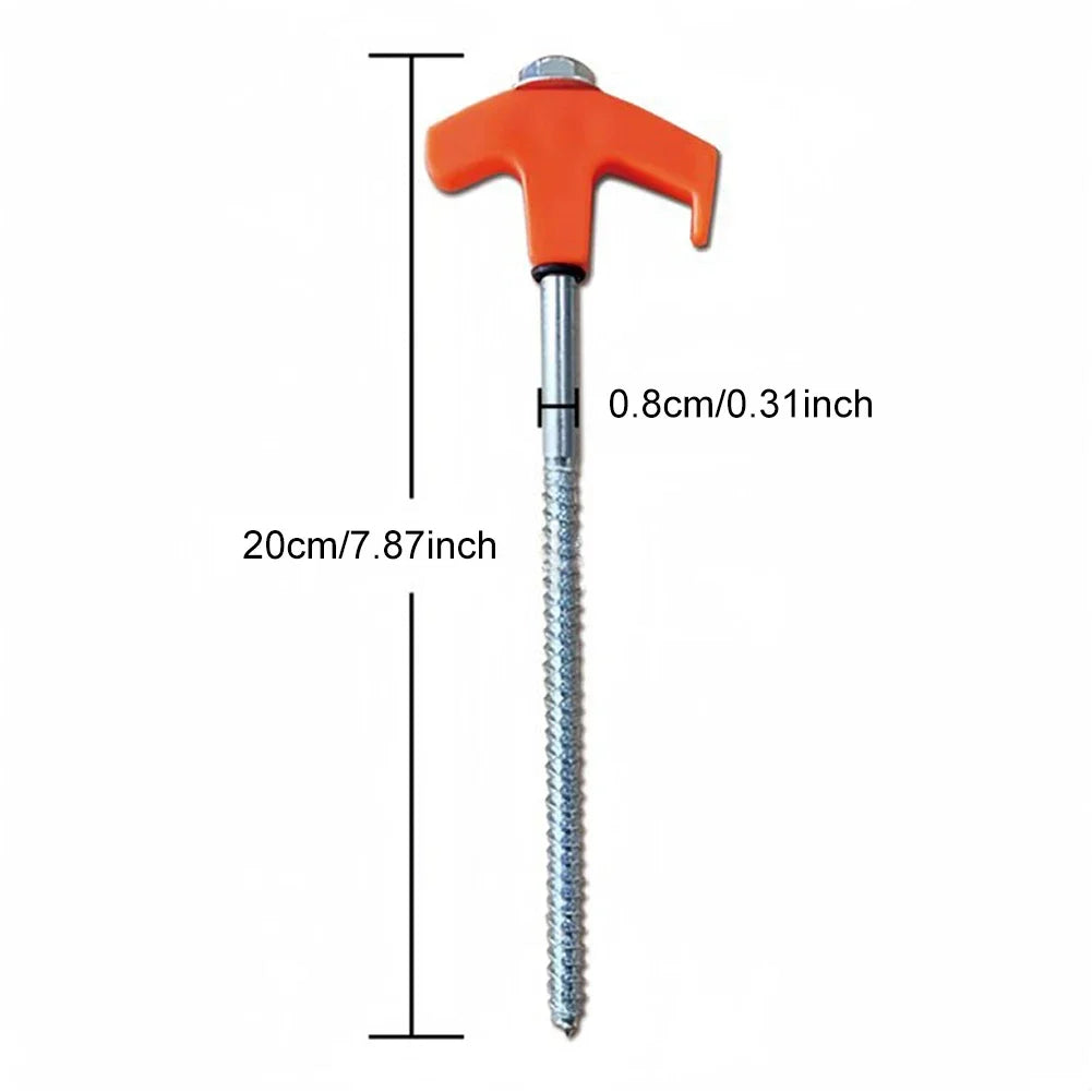 20/14.5Cm Screw-In Tent Stakes Ground Anchors M8 Carbon Steel Hexagonal Plastic Head Spiral Screws Camping Peg Ground Nails Tool