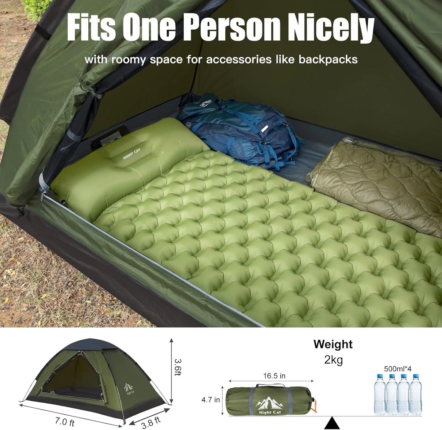 Backpacking Tent for One 1 to 2 Persons Lightweight Waterproof Camping Hiking Tent for Adults Kids Scouts Easy Setup Single Layer