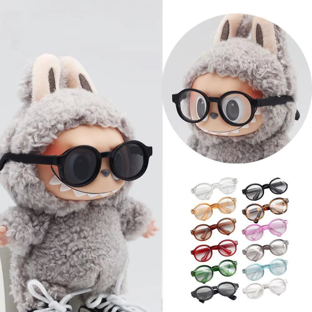 17Cm Labubu Glasses 6.5Cm Transparent Plastic Glasses for 1/8 1/6 1/3 1/4 BJD for Labubu MSD SD Plush for EXO Doll Sunglasses