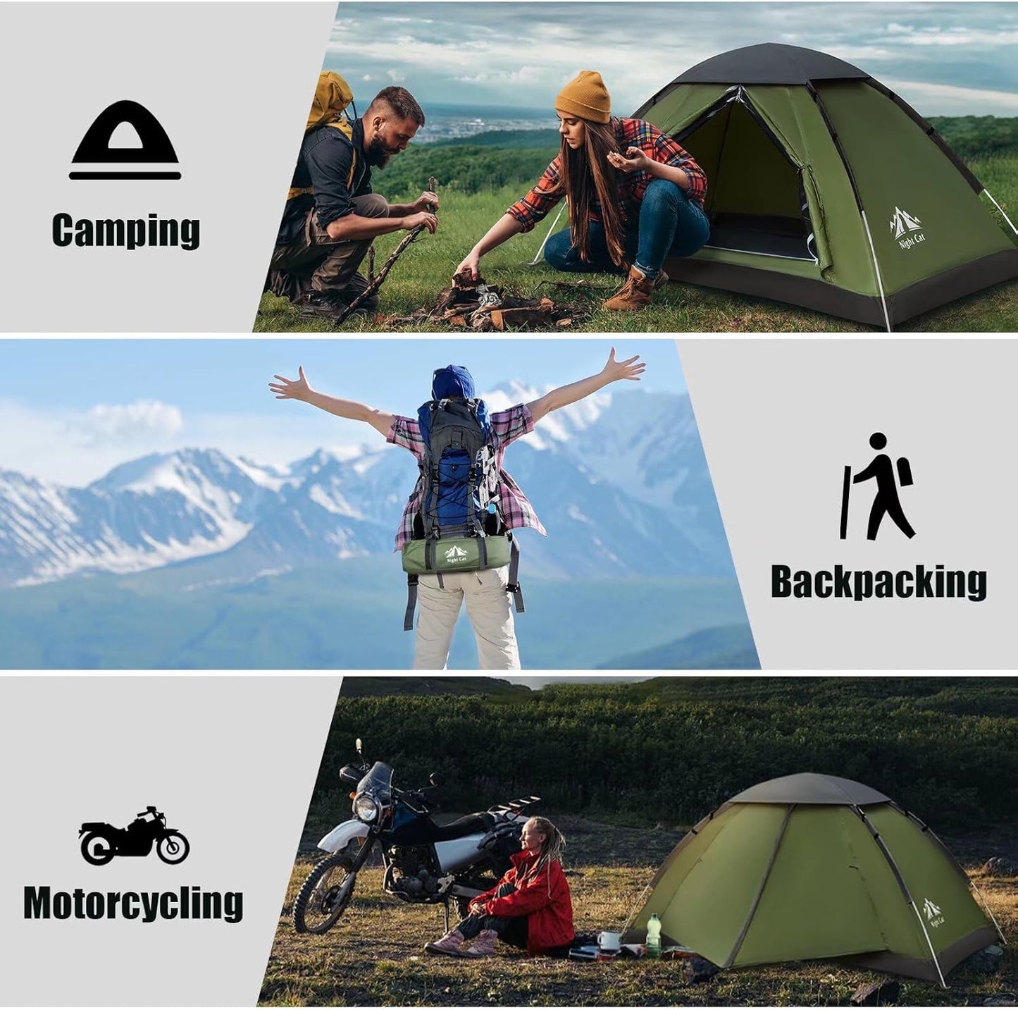 Backpacking Tent for One 1 to 2 Persons Lightweight Waterproof Camping Hiking Tent for Adults Kids Scouts Easy Setup Single Layer