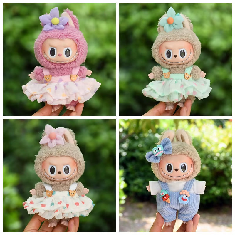 17Cm Cute Mini Plush Doll'S Clothes Outfit Accessories for Korea Kpop Exo Labubu Idol Dolls Skirt Hat Clothing DIY Kids Gift