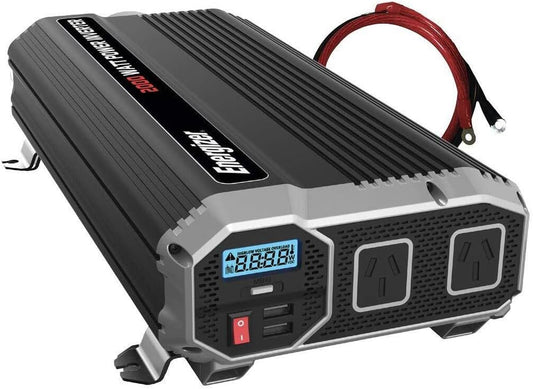 2000 Watt Car Inverter, 12 Volt DC to 230 Volts AC Power Converter, W/ 2 USB Plug, Dual 230V Socket, Ideal Caravan & Car Accessories for Charging Laptop, Iphone, Ipad, Tablet and More.