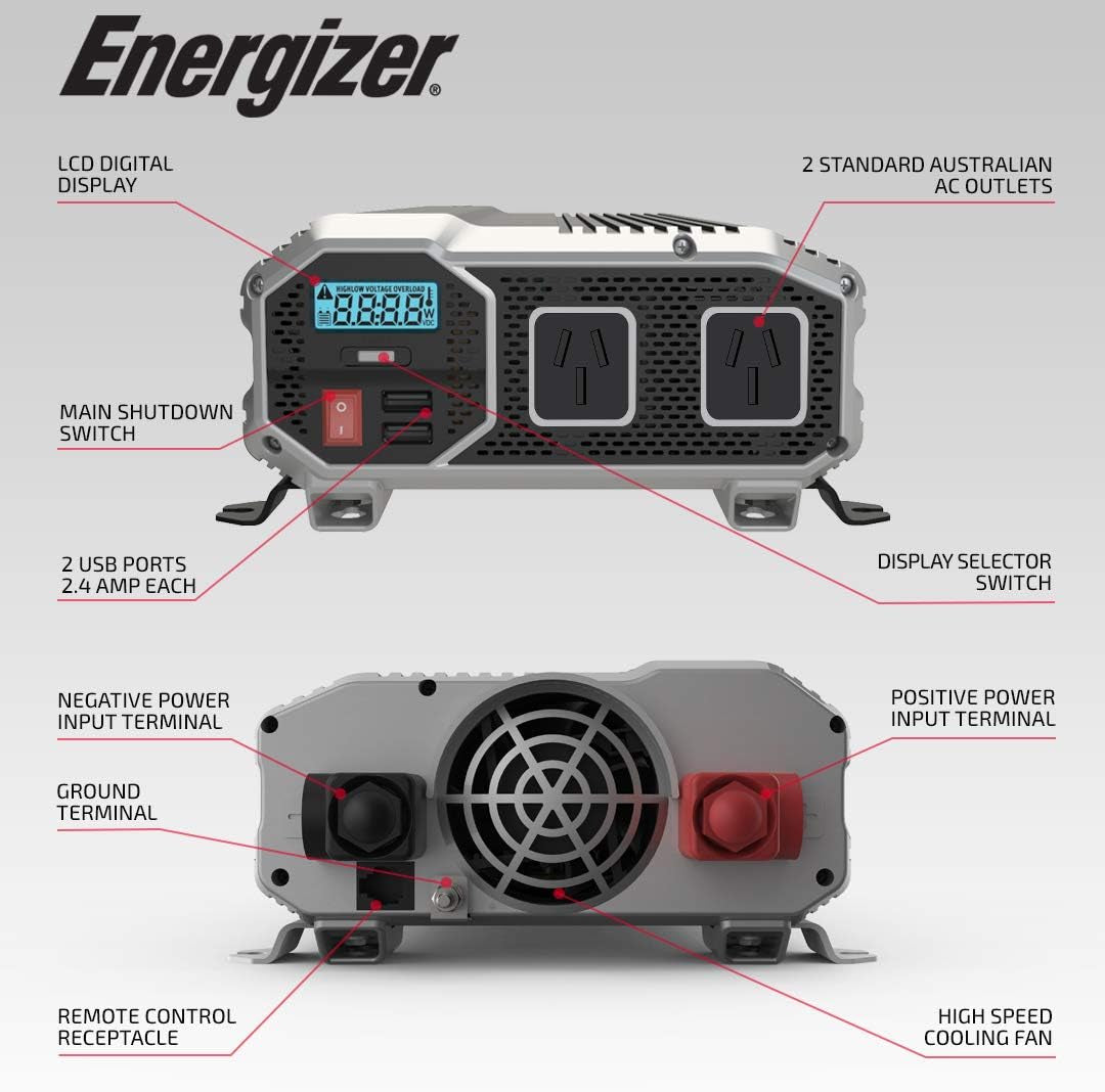 2000 Watt Car Inverter, 12 Volt DC to 230 Volts AC Power Converter, W/ 2 USB Plug, Dual 230V Socket, Ideal Caravan & Car Accessories for Charging Laptop, Iphone, Ipad, Tablet and More.