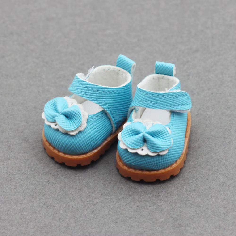 Cotton Doll Bow Shoes for 17Cm Labubu 10Cm EXO /Cotton Doll Finger Shoes Doll Leather Shoes