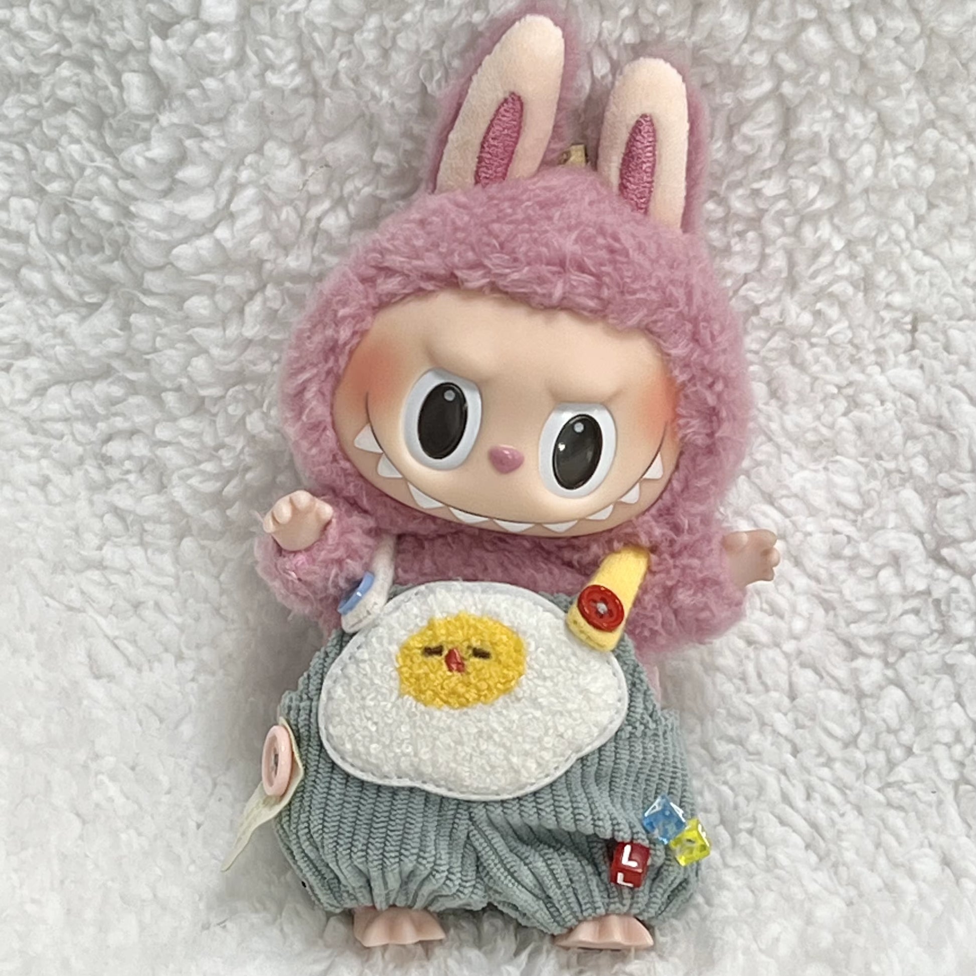 17Cm Cute Mini Plush Doll'S Clothes Outfit Accessories Labubu Idol Dolls Donut Overalls Clothing DIY Kid Gift Strap Labubu Pants