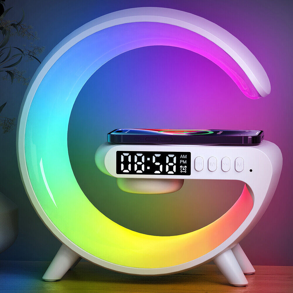 LED Lamp Smart G Bluetooth Speaker Wireless Charger RGB Alarm Clock Night Light