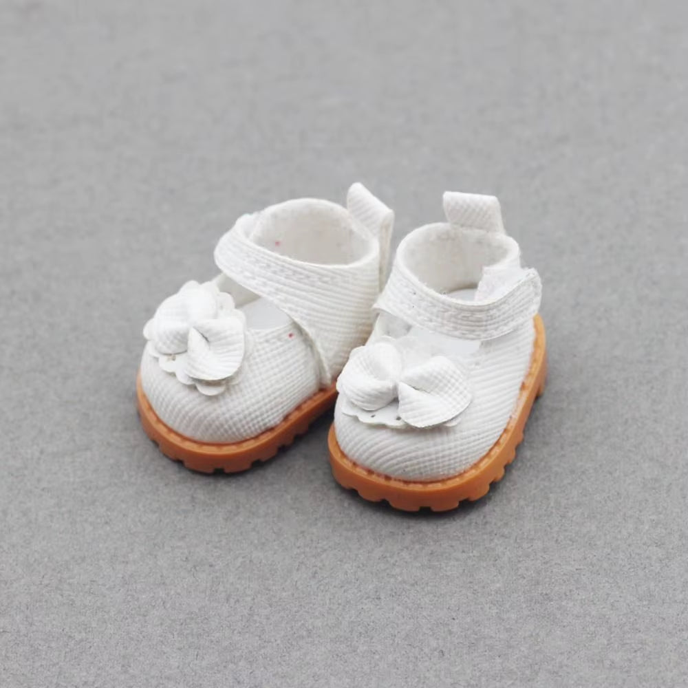 Cotton Doll Bow Shoes for 17Cm Labubu 10Cm EXO /Cotton Doll Finger Shoes Doll Leather Shoes