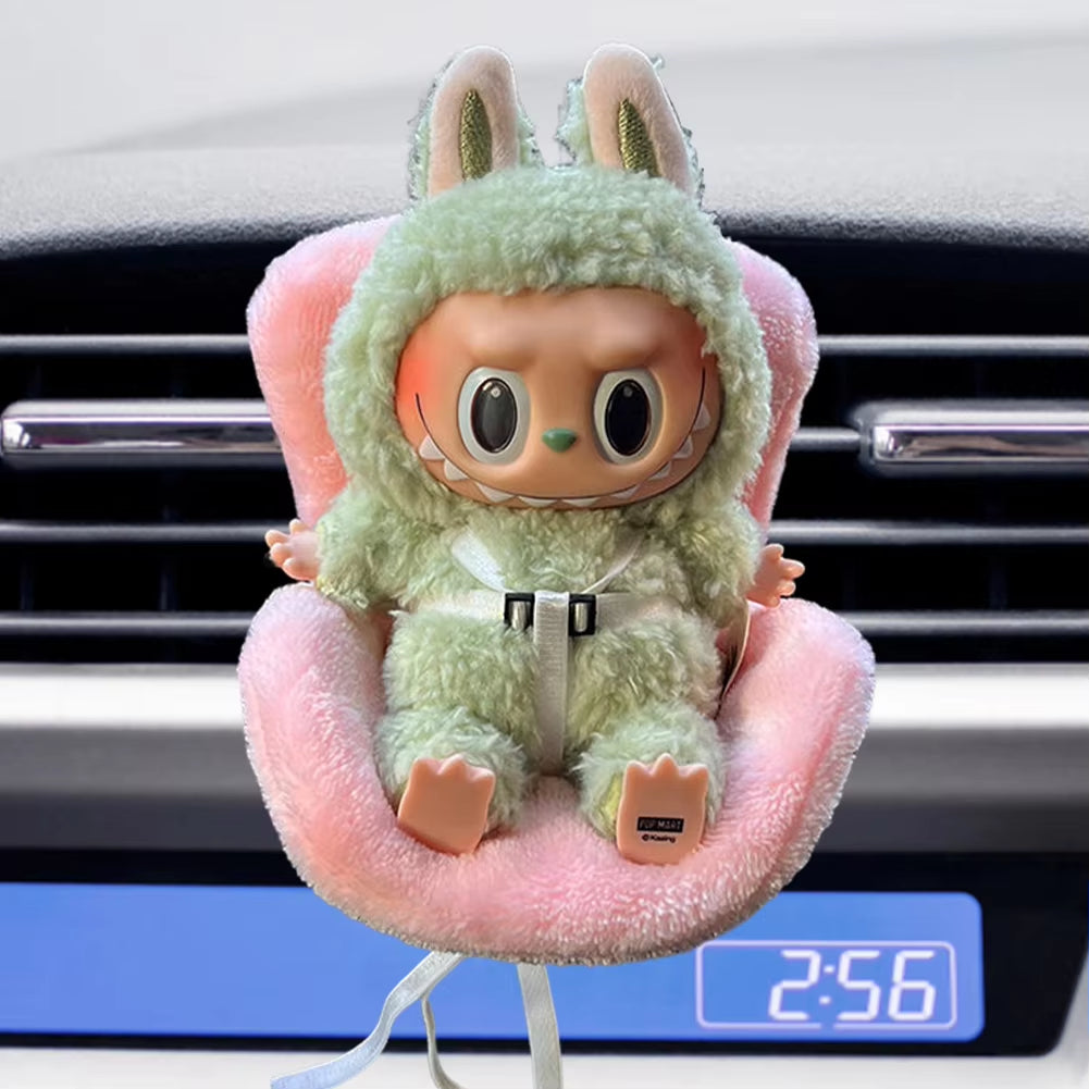 Car Doll Safety Seat for Labubu Mini Seat for Labubu Ob11 Doll Cartoon Chair Model for Labubu Car Interior Decor