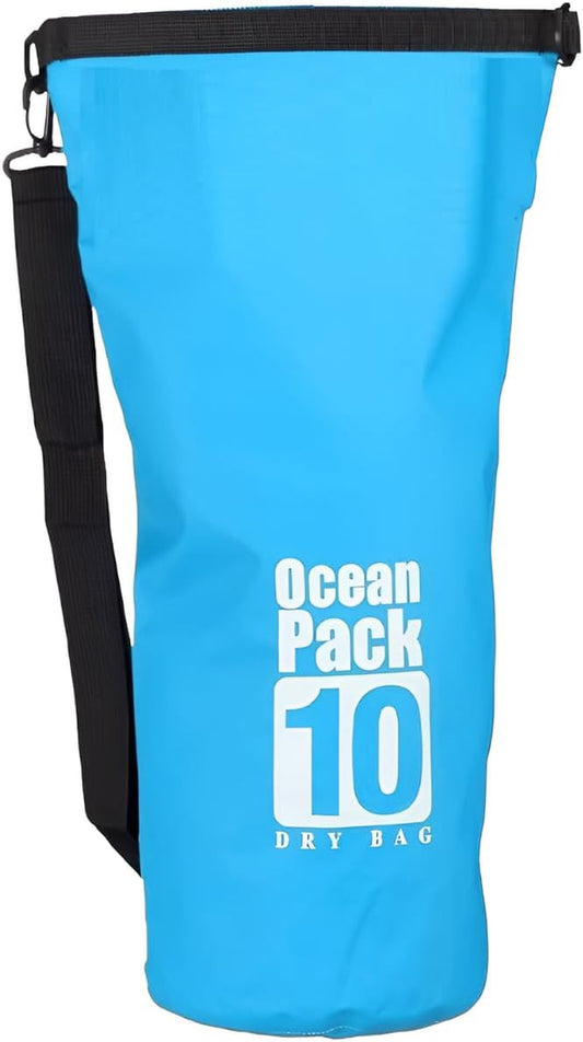 10L Outdoor Swimming Waterproof Bag Camping Rafting Storage Dry Bag for Kayaking/Swimming/Hiking/Fishing/Beach with Adjustable Strap Hook, Moisture-Proof Storage Quarantine Bag (Blue, 10L)