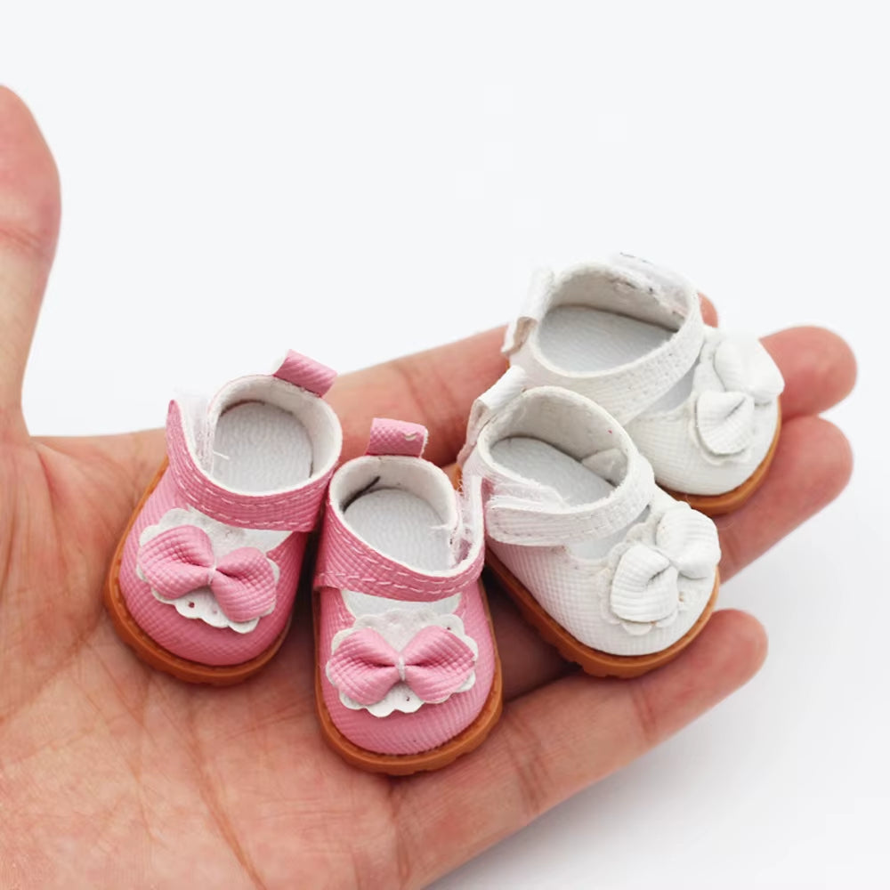 Cotton Doll Bow Shoes for 17Cm Labubu 10Cm EXO /Cotton Doll Finger Shoes Doll Leather Shoes