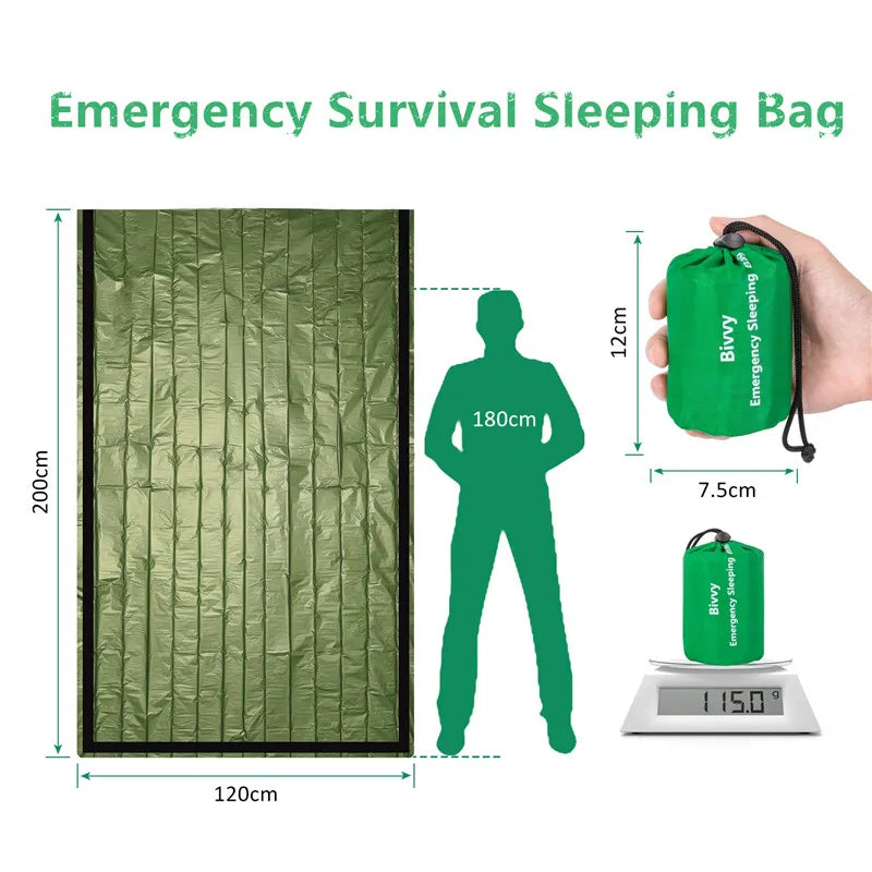 Outdoor Life Bivy Emergency Sleeping Bag Thermal Keep Warm Waterproof Mylar First Aid Emergency Blanke Camping Survival Gear