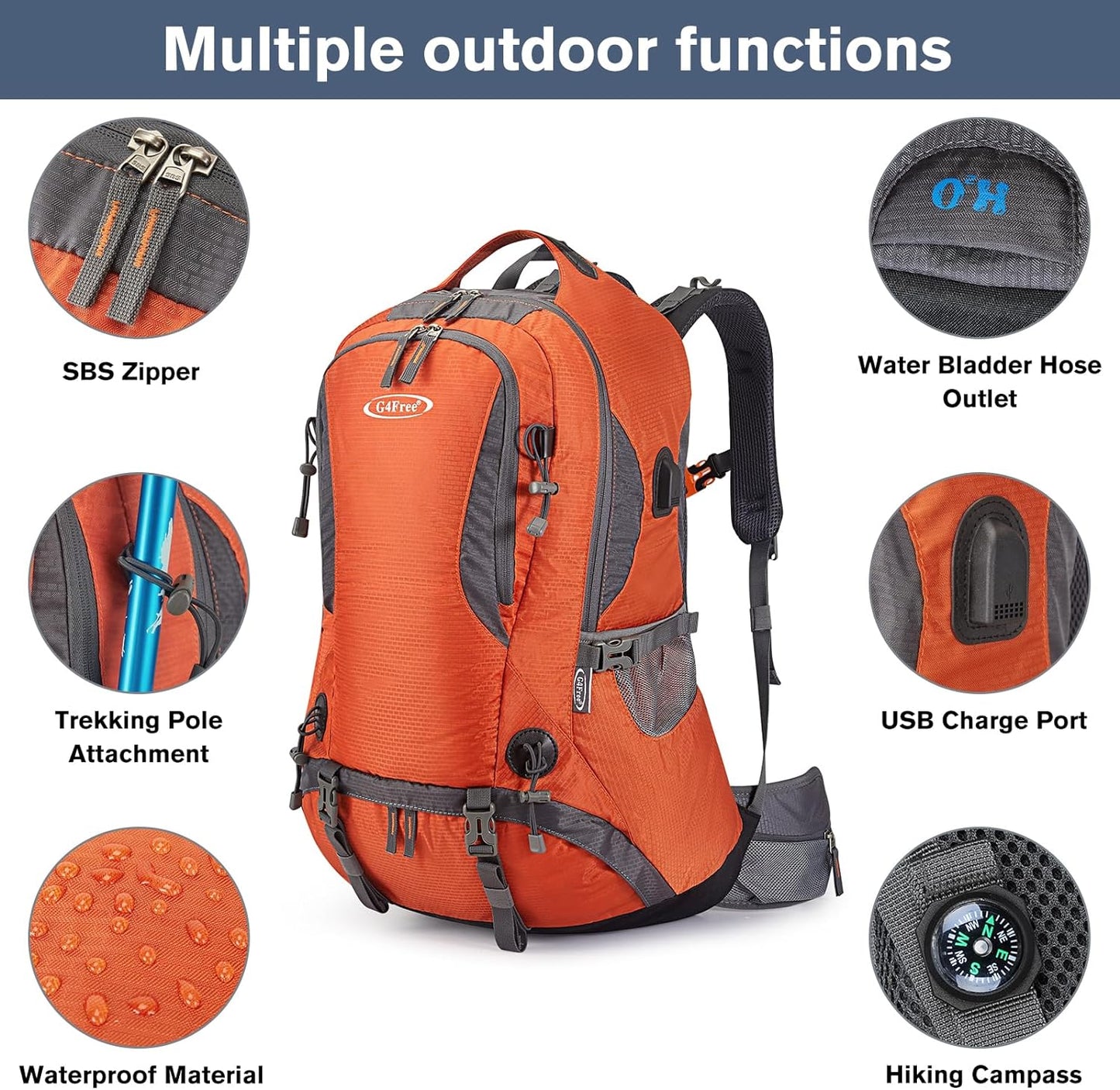 50L Hiking Backpack Climbing Backpack with Rain Cover