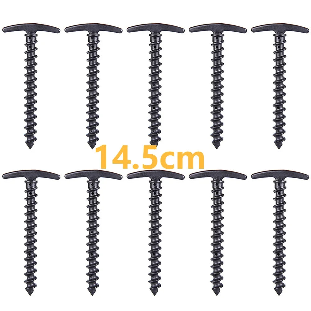 20/14.5Cm Screw-In Tent Stakes Ground Anchors M8 Carbon Steel Hexagonal Plastic Head Spiral Screws Camping Peg Ground Nails Tool