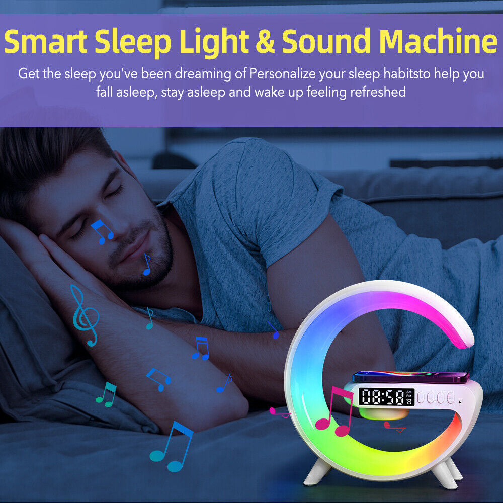 LED Lamp Smart G Bluetooth Speaker Wireless Charger RGB Alarm Clock Night Light