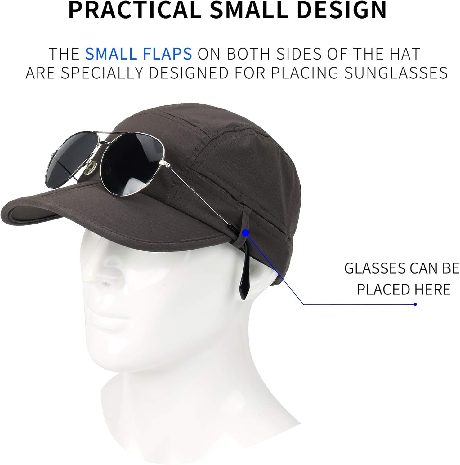 UPF 50+ Outdoor Hat Foldable Sports Cap, One Size Fits All Running Cap for Men & Women