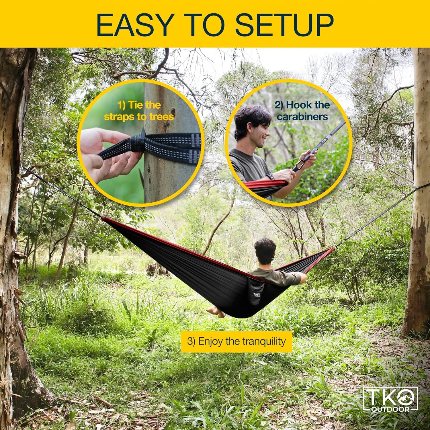 Double Camping Hammock - Portable Hammocks with Hanging Ropes | Lightweight Parachute Tree Hammock Tent for Backpacking, Travel, Beach, Backyard, Hiking, Indoor | Camping Gear Accessories