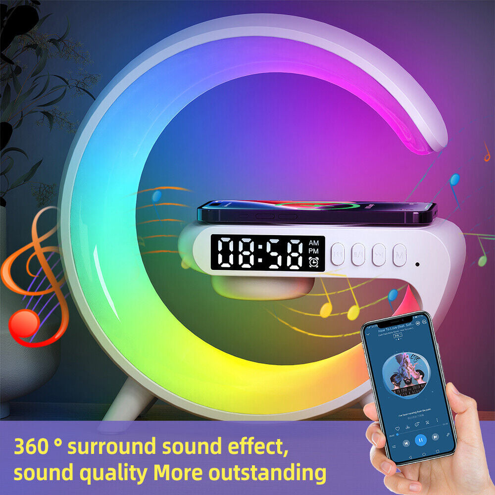 LED Lamp Smart G Bluetooth Speaker Wireless Charger RGB Alarm Clock Night Light