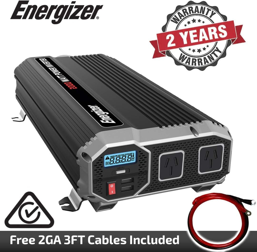 2000 Watt Car Inverter, 12 Volt DC to 230 Volts AC Power Converter, W/ 2 USB Plug, Dual 230V Socket, Ideal Caravan & Car Accessories for Charging Laptop, Iphone, Ipad, Tablet and More.