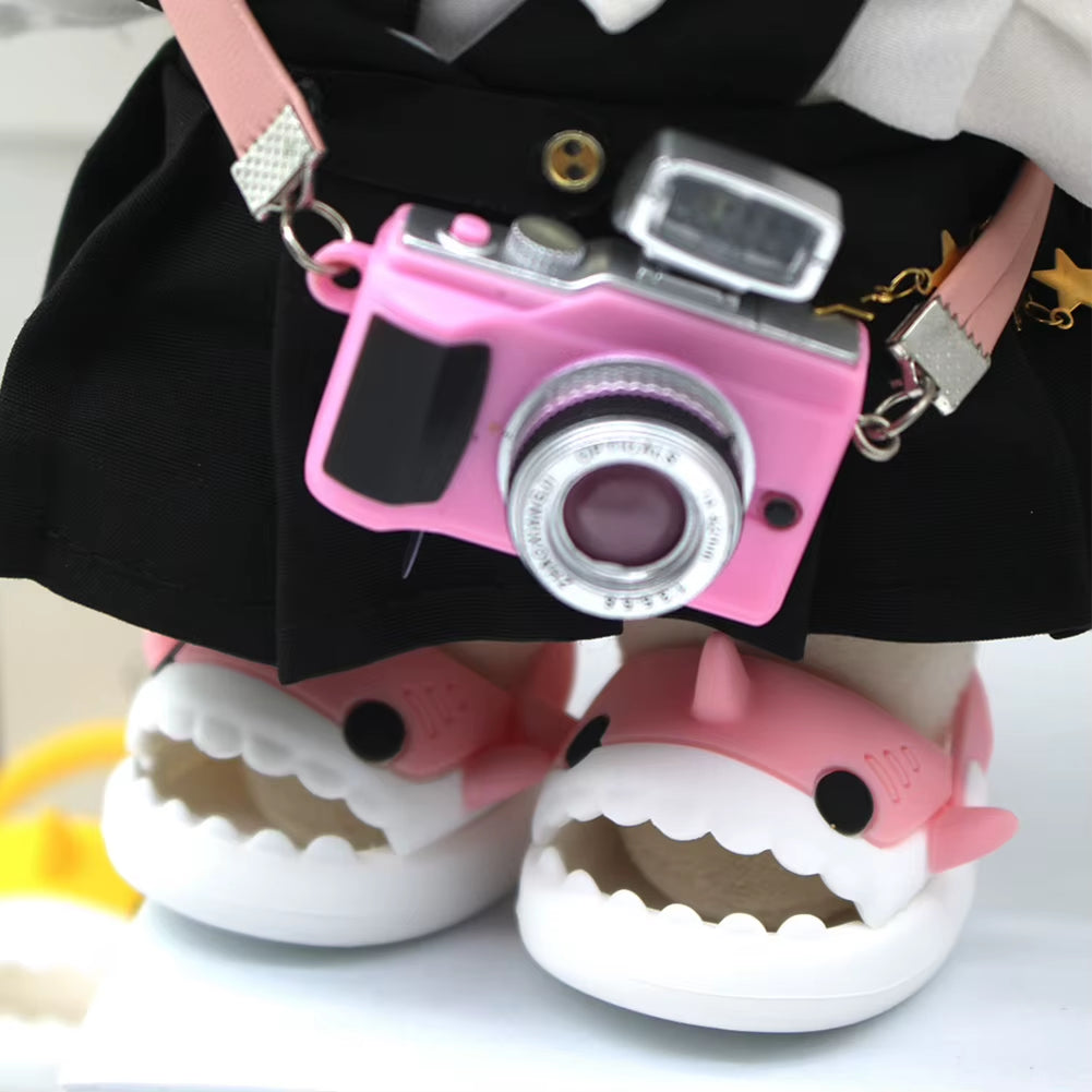 For 17Cm Mini Cute Labubu Macaron Vinyl Doll Cartoon Rubber Slippers Shark Lion Dance Style Labubu Accessories Ropa Labubu