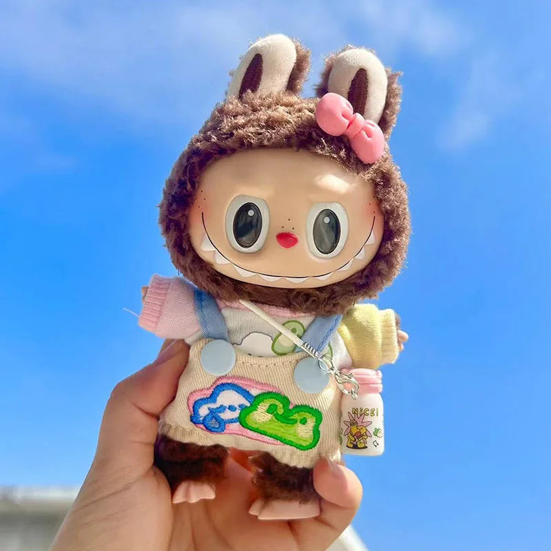 17Cm Cute Mini Labubu Clothes Plush Hoodie Idol Dolls Jumpsuit Clothing Fans Overalls No Doll Accessories for Korea Kpop Exo