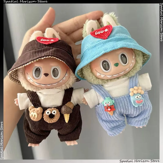 17Cm Plush Doll'S Clothes Set Labubu DIY Dress-Up Game Clothing Kawaii Korea Kpop Idol Dolls Overalls Outfit