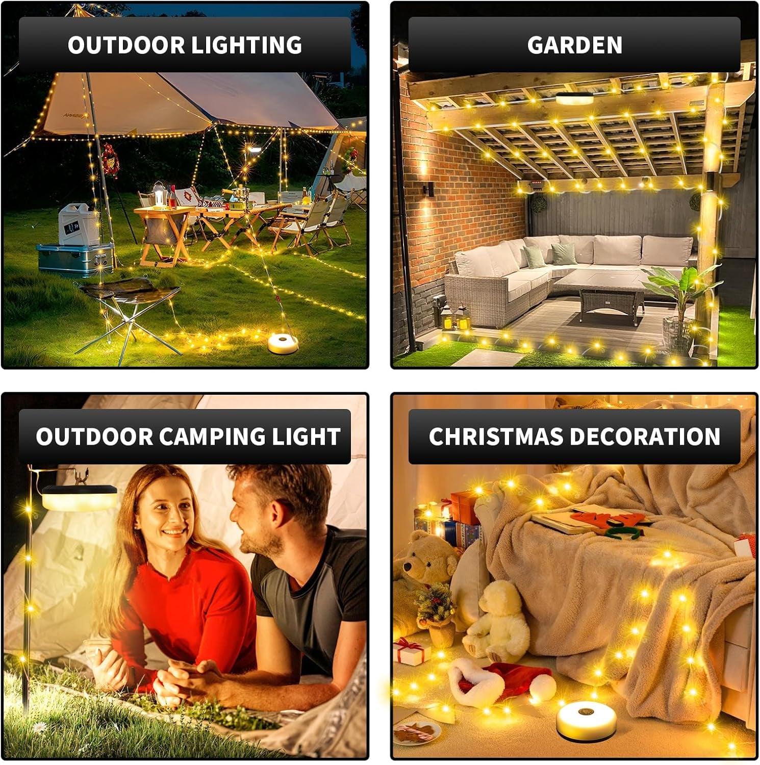 Camping String Lights, Waterproof 10M Outdoor String Lights with 8 Modes for Tent Hiking