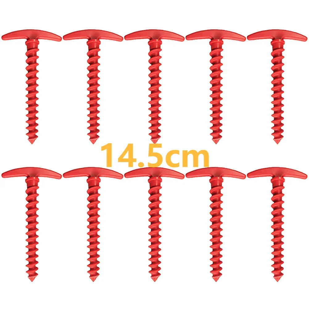 20/14.5Cm Screw-In Tent Stakes Ground Anchors M8 Carbon Steel Hexagonal Plastic Head Spiral Screws Camping Peg Ground Nails Tool